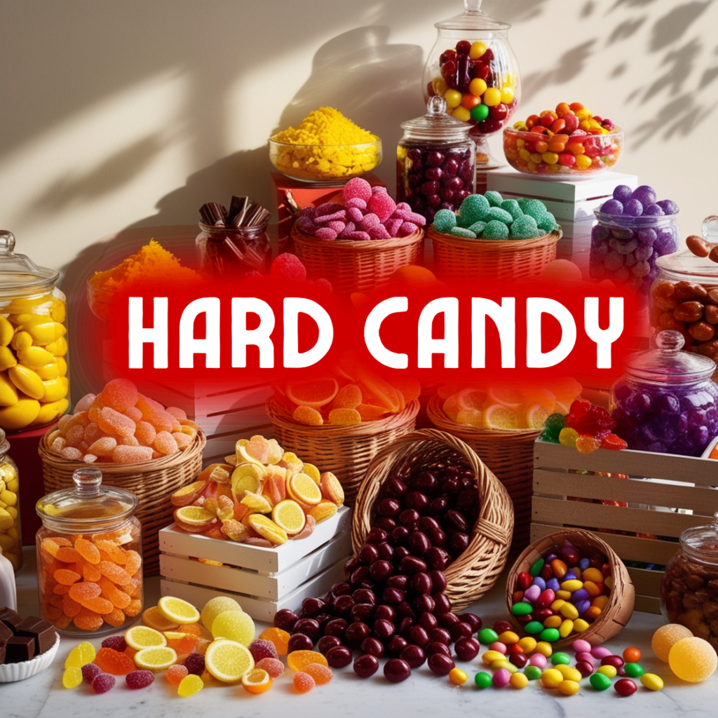 Hard Candy, a colorful assortment of traditional hard candies in various flavors.